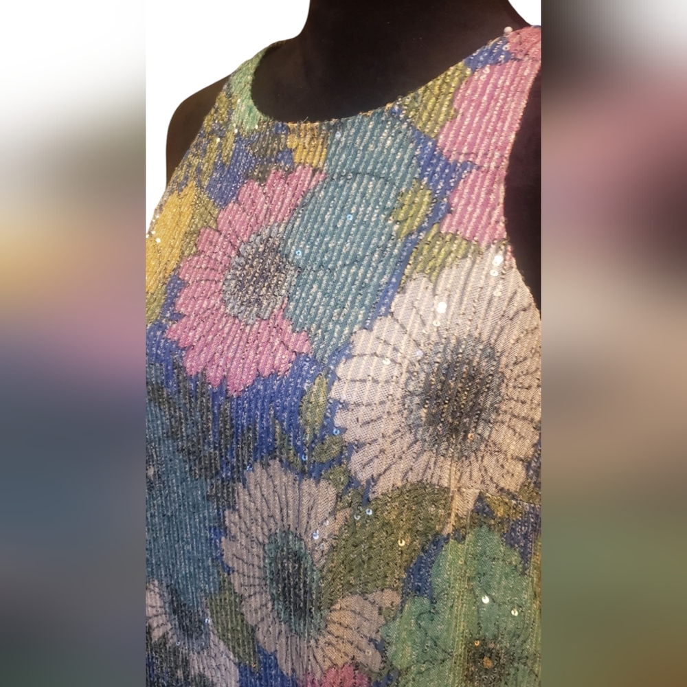 On 34TH Floral Sequin Sleeveless Dress